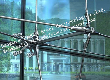 China Stainless Steel Fin Fully Spider Fitting Frameless Glass Curtain Wall for showroom supplier