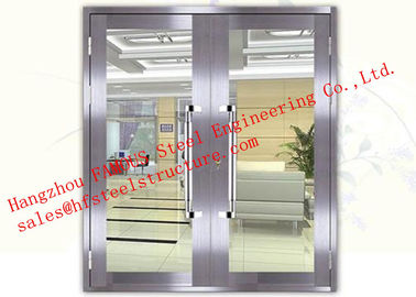 China Galvanized Steel Fireproof Glass Fire Rated Double Doors For Shopping Mall supplier
