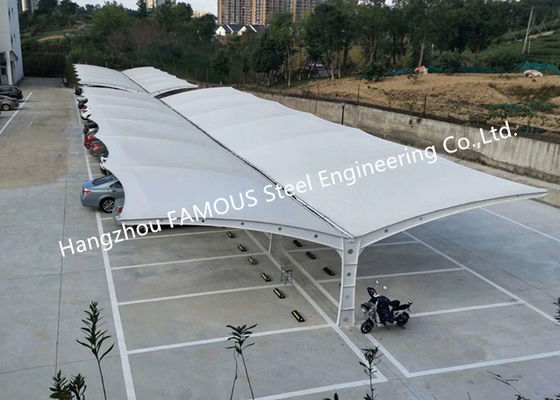 China Single Slope Roof Outdoor Steel Membrane Structure Cantilever Parking Shelter supplier