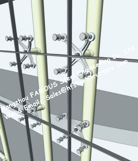 Point Fixed Glass System Curtain Walls Cable Tensioned Façade Supporting Starglass System 2