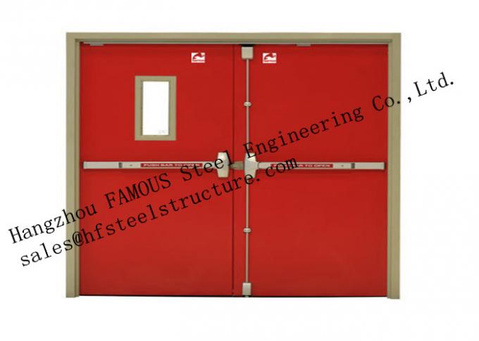 Galvanized Steel Fireproof Glass Fire Rated Double Doors For Shopping Mall 0