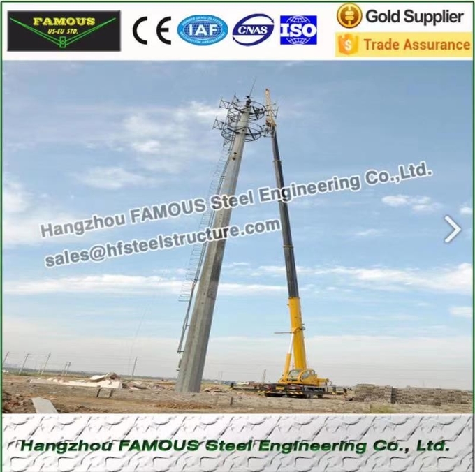 Prefabricated Galvanized 30-50mm Diameter Steel Power Pole For Telephone Construction 1