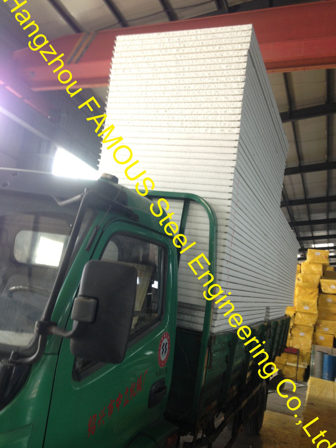 Polystyrene Insulated Sandwich Panels / Metal Roofing Sheets Warehouse 0