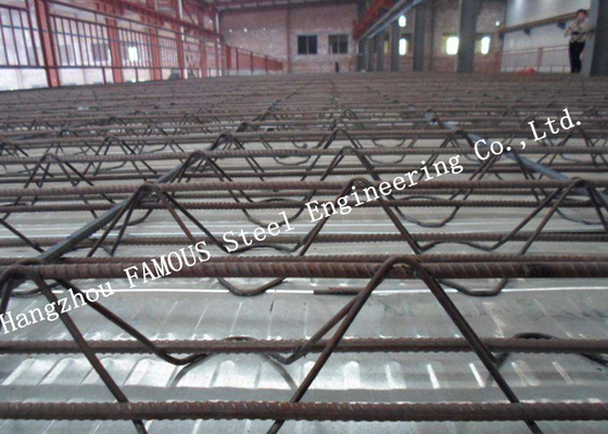 China 0.8 - 1.5mm Corrugated Metal Floor Deck Reinforced Steel Bar Truss Slab Fabrication supplier