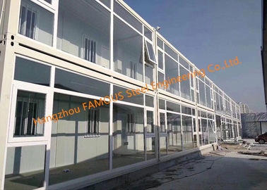 China Foldable Flat Pack Prefab Container House With Glass Facade Decoration For Office Use supplier