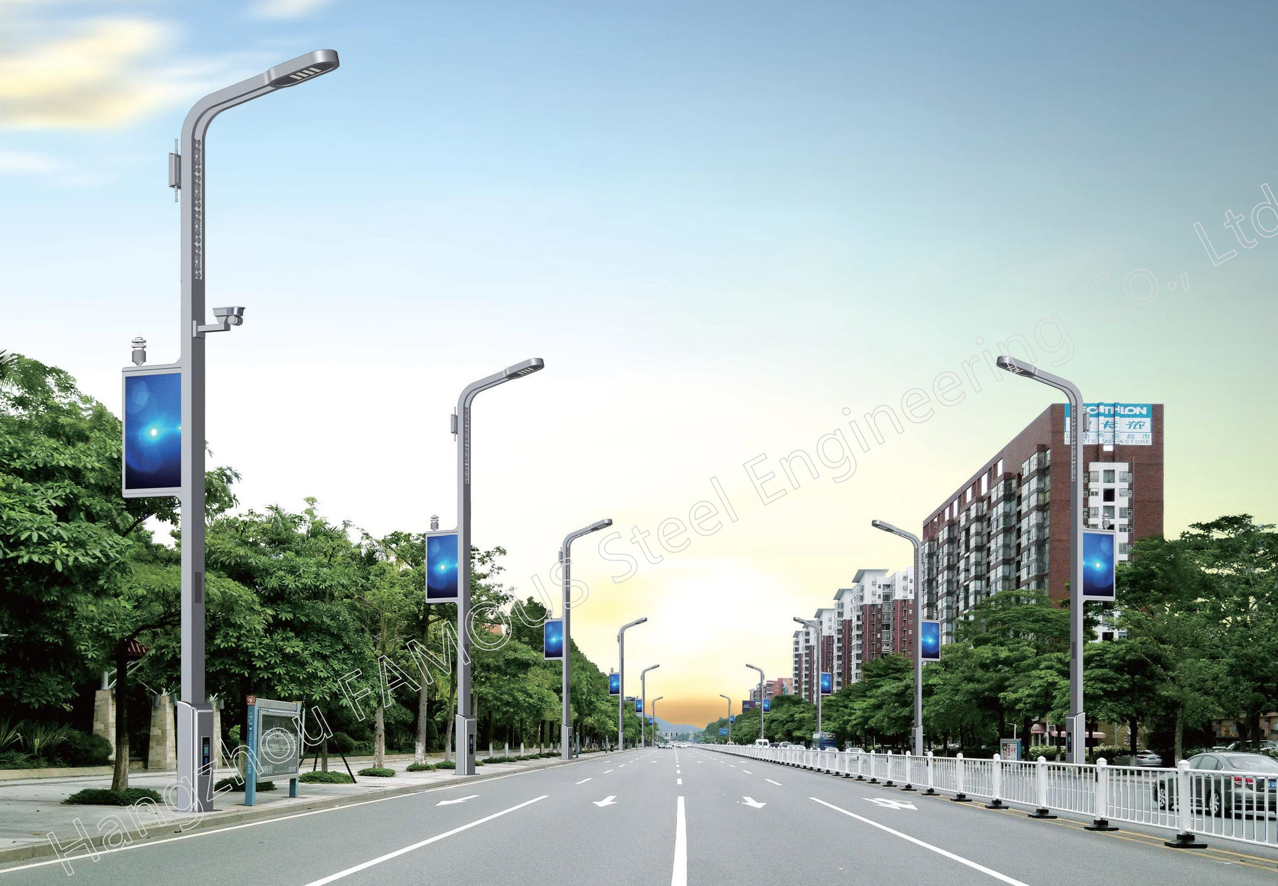 Waterproof All In One Smart Integrated Led Street Lighting Pole 5G ...