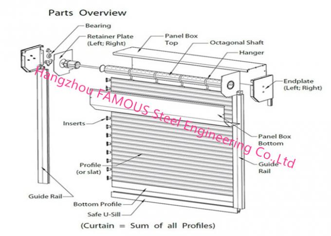 Fire Rated Electric Rolling Shutter Door Exterior Dustproof Roll Up Door For Industry 0