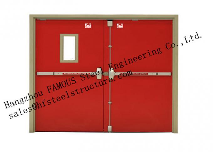 Galvanized Steel Fireproof Glass Fire Rated Double Doors For