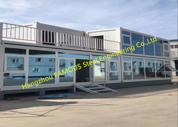 Foldable Flat Pack Prefab Container House With Glass Facade Decoration For Office Use 0
