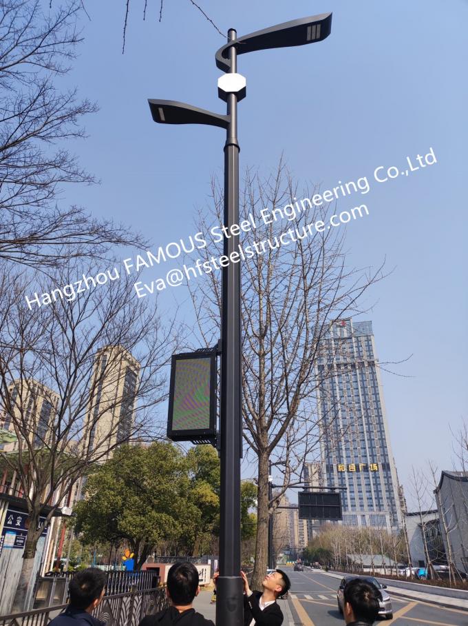 Integrated Galvanized Steel Street Light Pole With LED Light Screen Road Sign 1